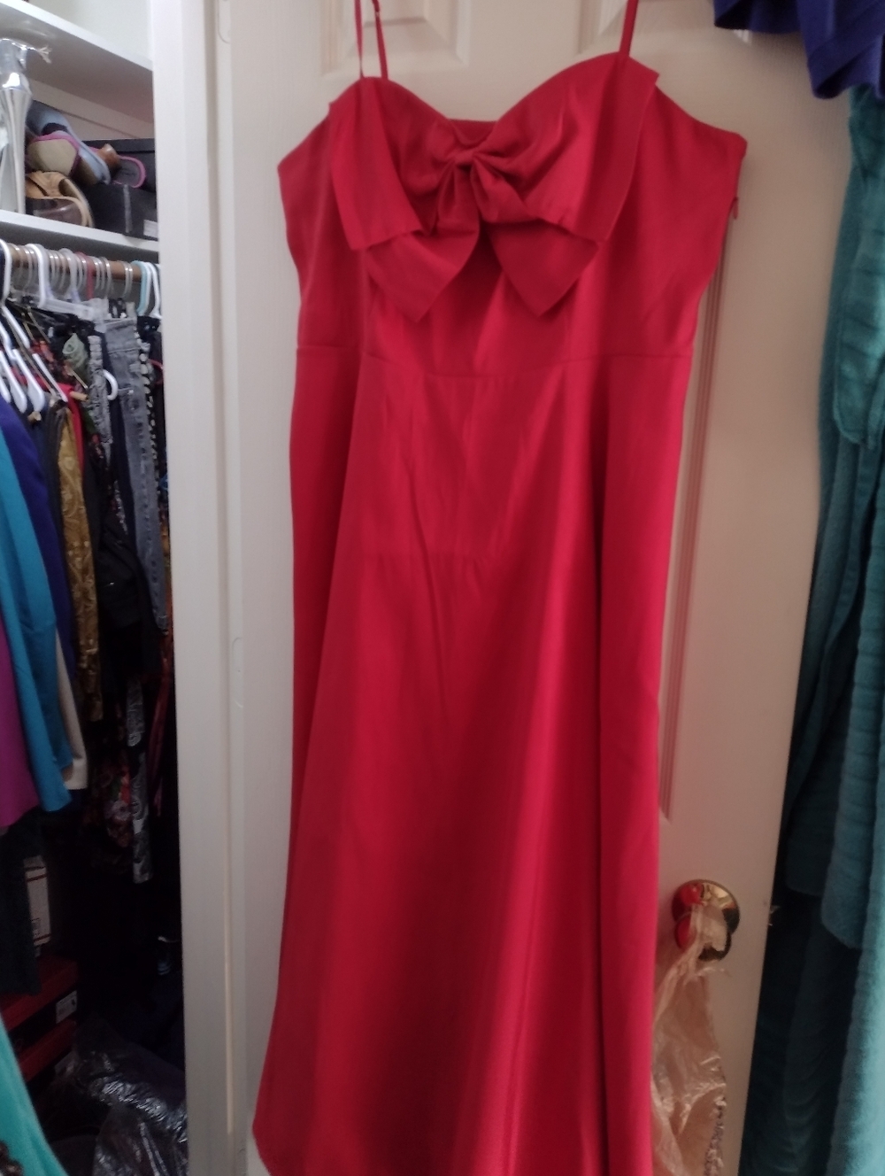 A New day Red Spaghetti-Strap Maxi Dress with Bow